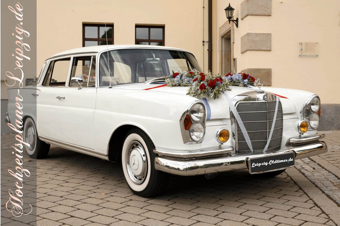 Hochzeitsfahrt zum Standesamt  Zwenkau mit Mercedes Oldtimer Hochzeitsauto